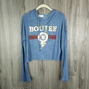 Love J Cropped Graphic Boujie‎ Gold Print Hooded Sweatshirt Size medium